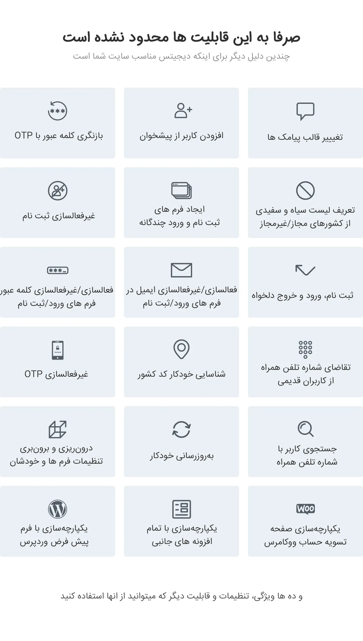 افزونه ورود با موبایل دیجیتس | افزونه دیجیتس | افزونه Digits | تایید یا عدم تایید کاربران