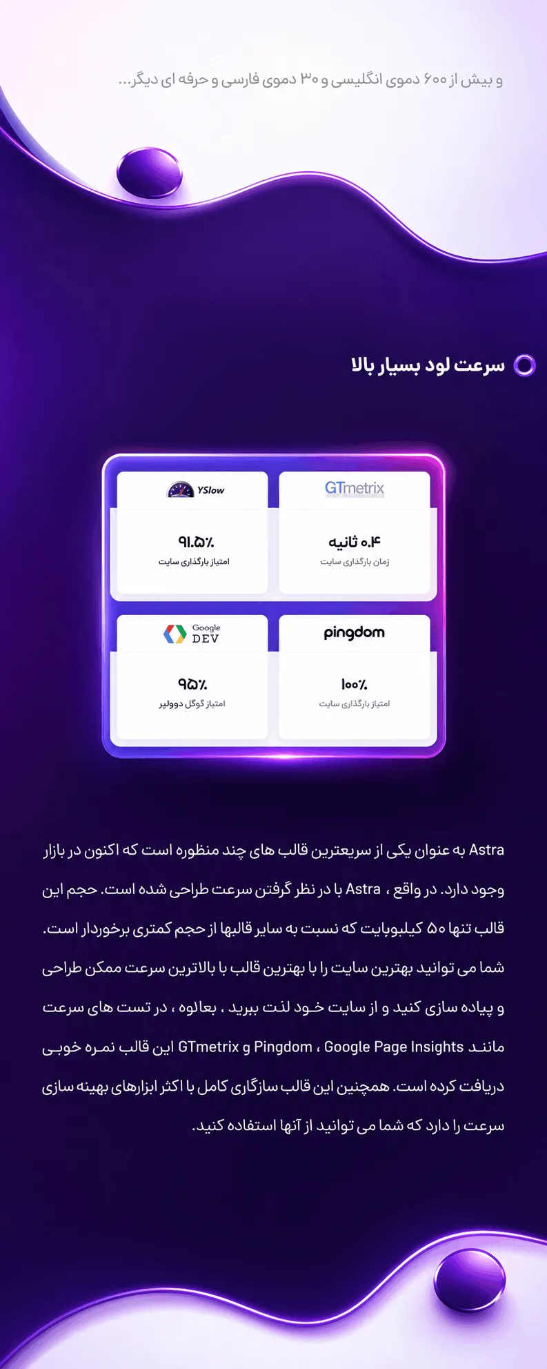 دموهای المنتوری قالب آسترا در نوین وردپرس