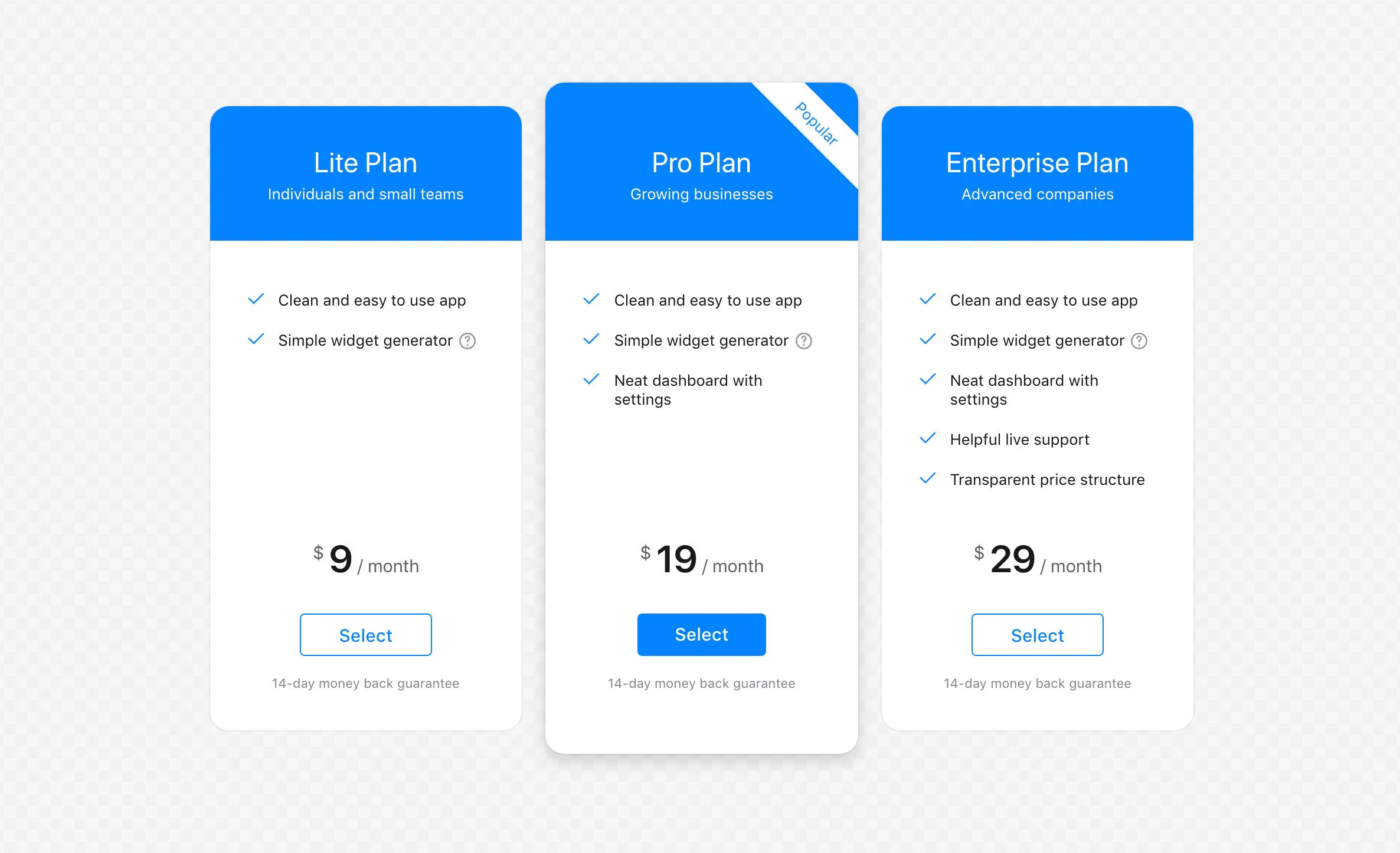 افزونه Pricing Table