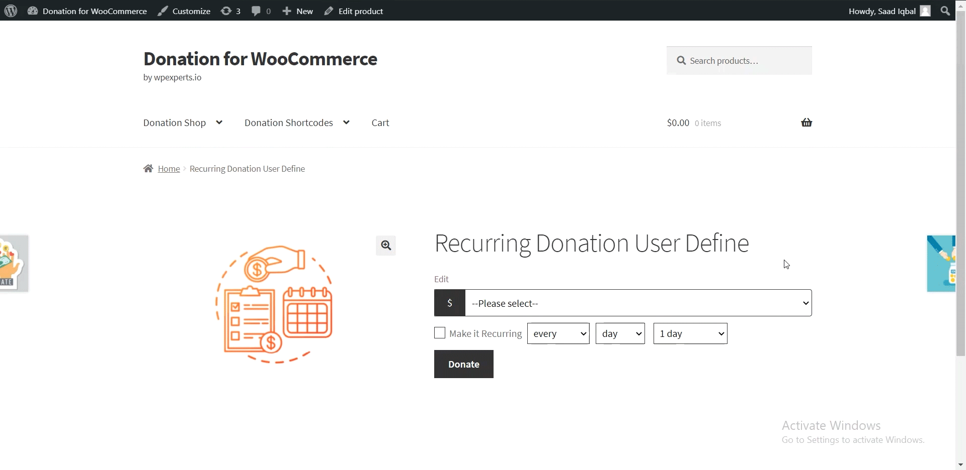 افزونه Donation Woocommerce