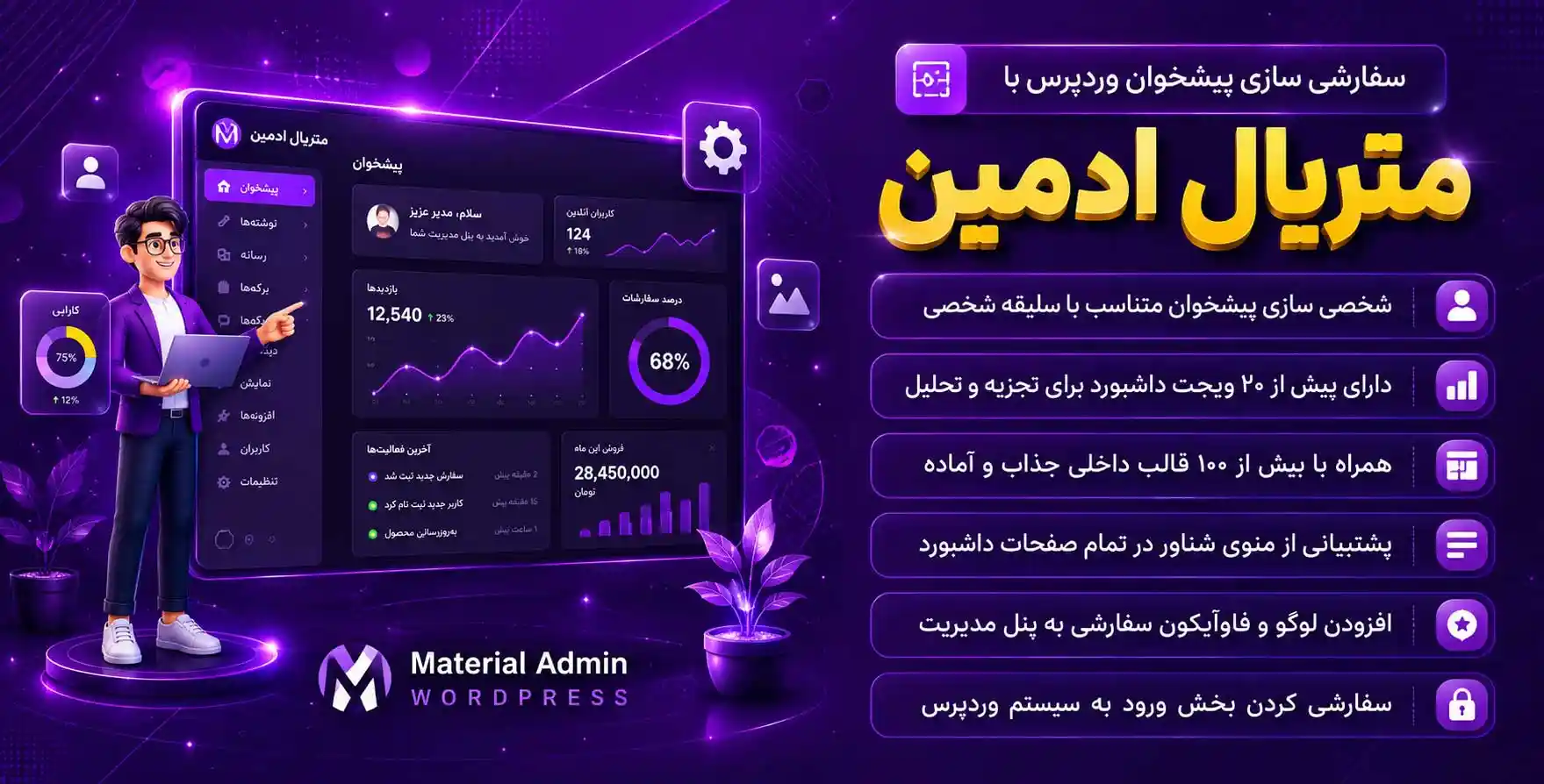 افزونه Material Admin | سفارشی سازی پیشخوان وردپرس با افزونه متریال ادمین
