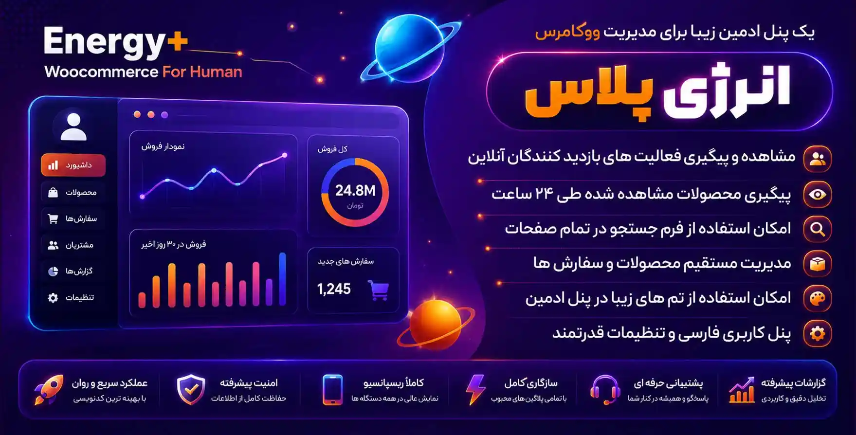 افزونه Energy plus | افزونه پنل مدیریت ووکامرس انرژی پلاس