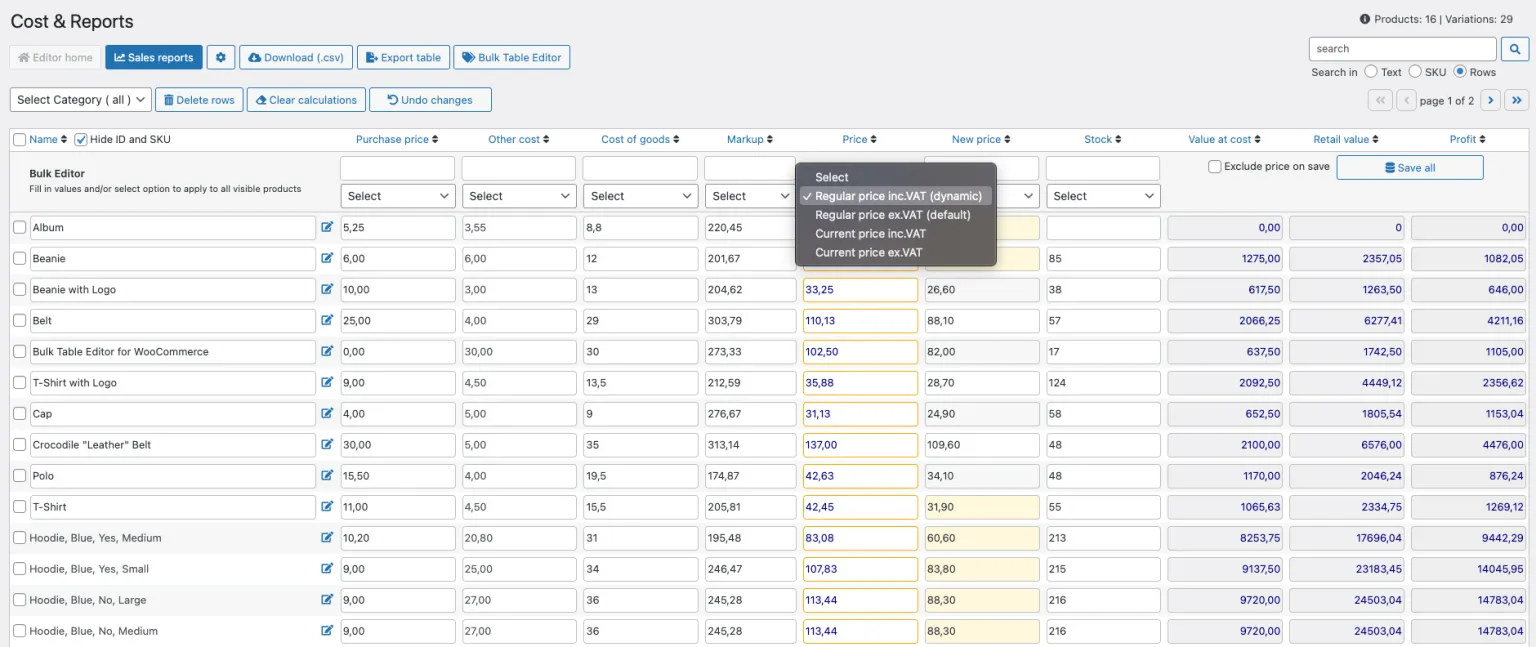 افزونه Cost & Reports for WooCommerce