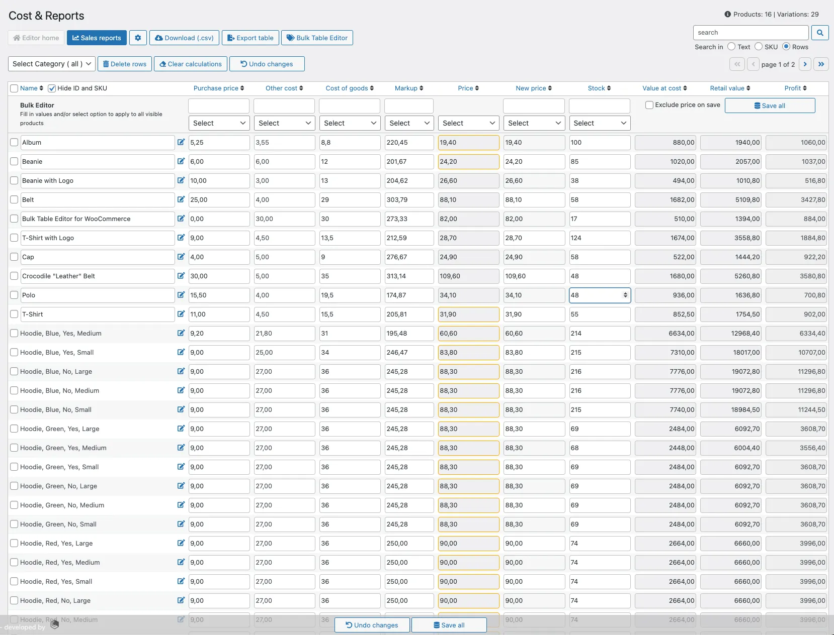 افزونه Cost & Reports for WooCommerce