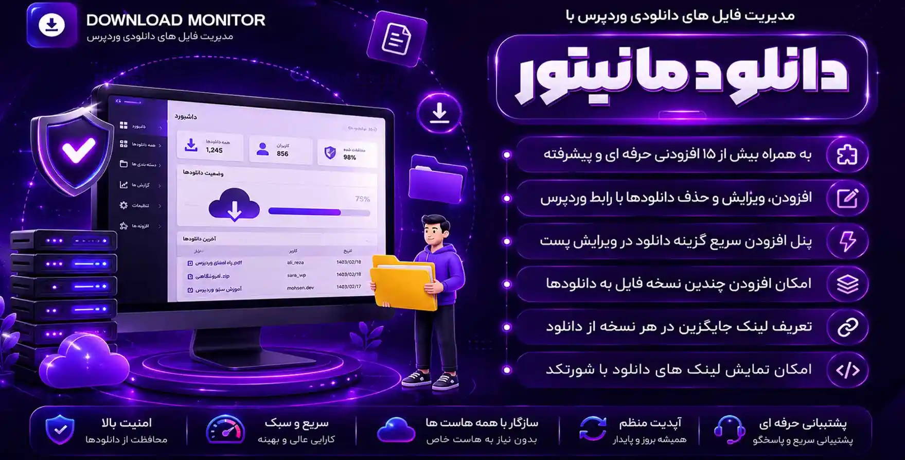افزونه Download Monitor | پلاگین مدیریت فایل های دانلودی وردپرس دانلود مانیتور + ۱۶ افزودنی پرمیوم