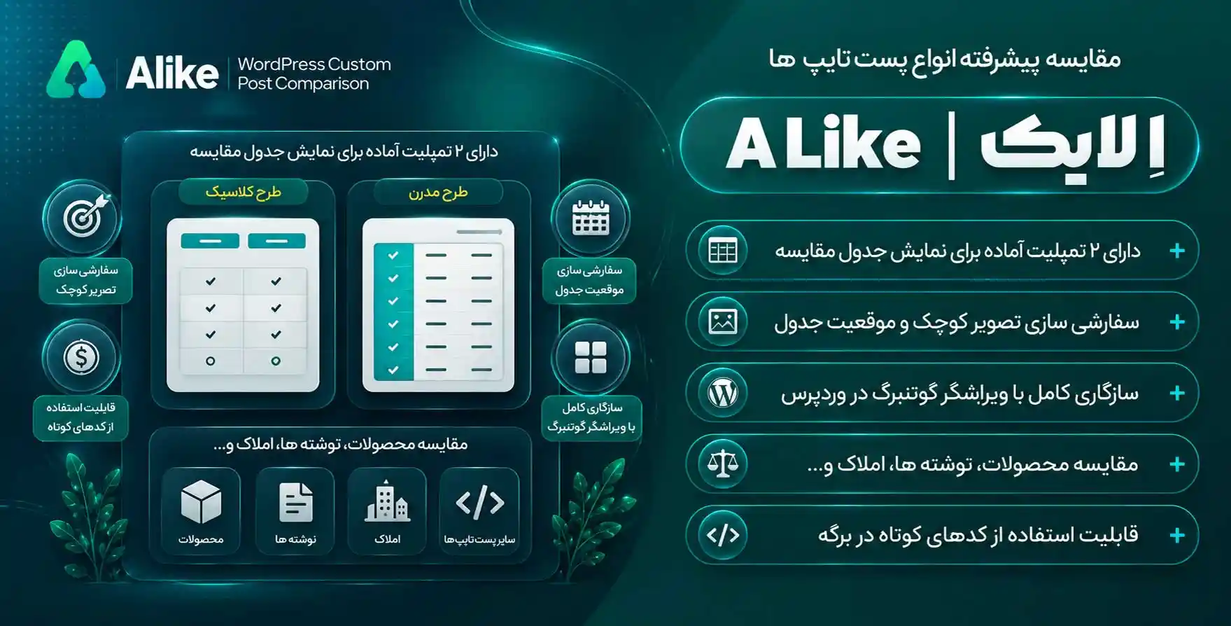 افزونه Alike | افزونه مقایسه پیشرفته انواع پست تایپ ها