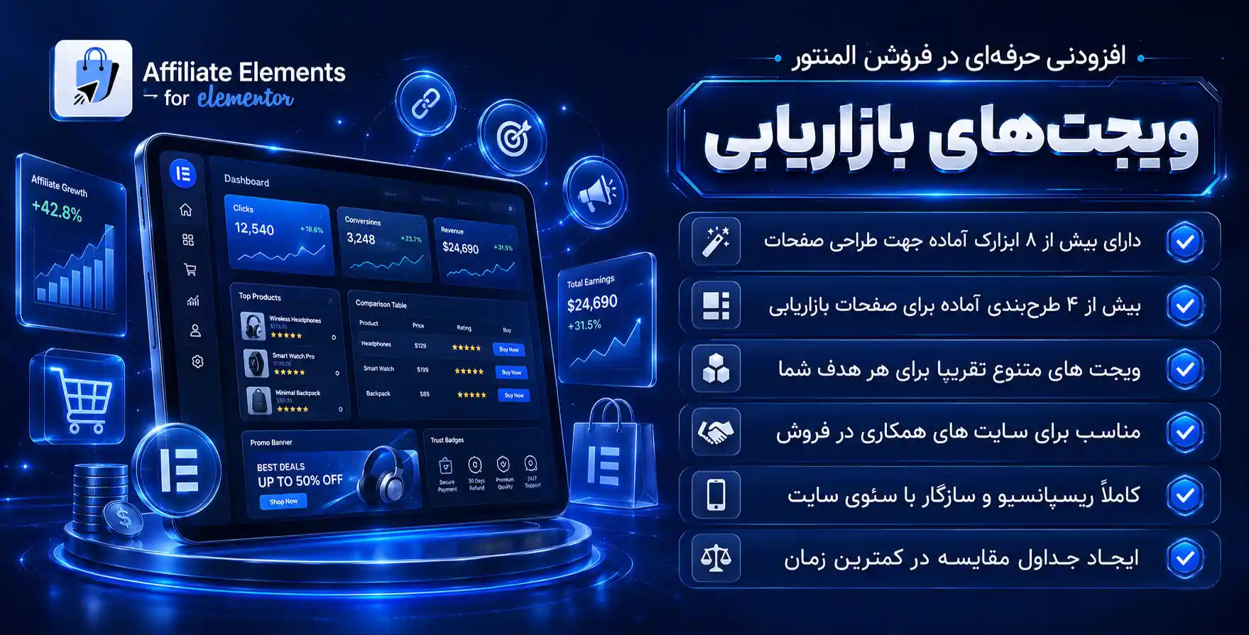 افزونه Affiliate Elements | افزودنی افیلیت برای طراحی بخش بازاریابی با المنتور
