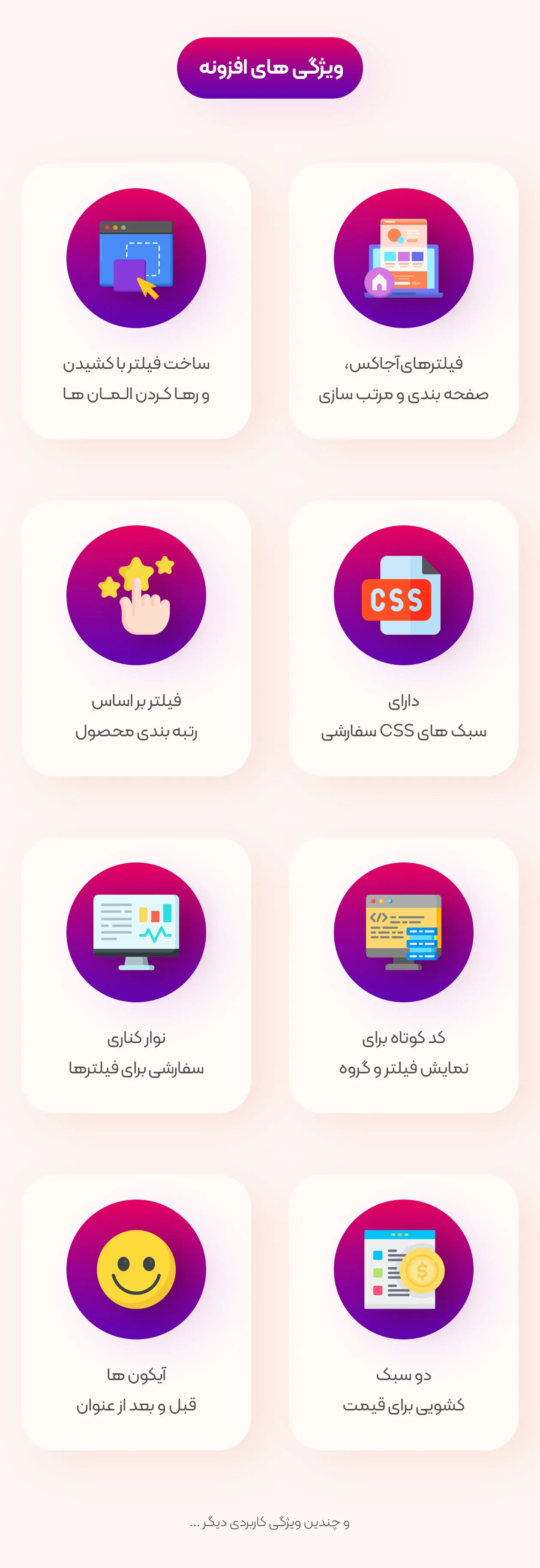 ویژگی های افزونه بی راکت