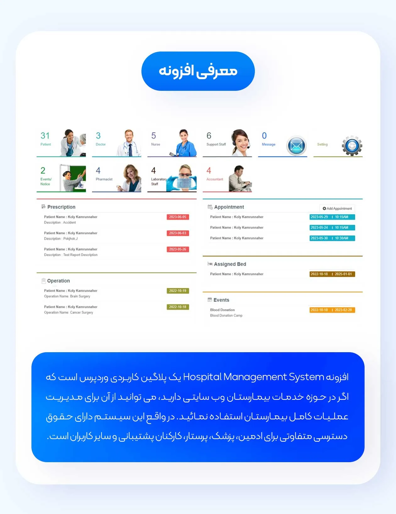 معرفی افزونه مدیریت بیمارستان