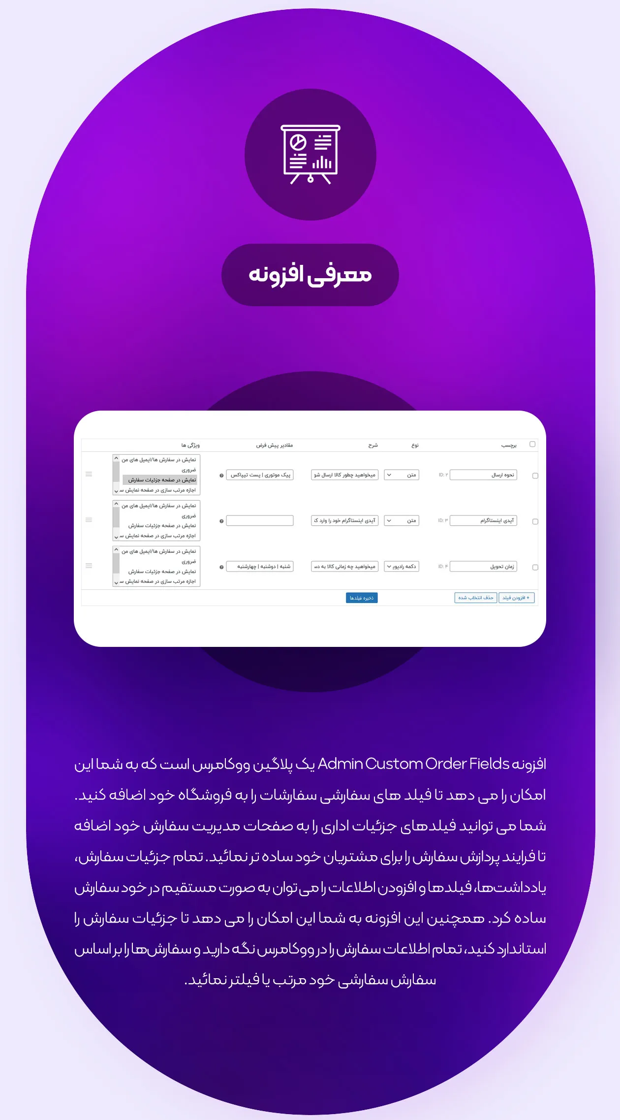 معرفی افزونه فیلدهای سفارشی سفارشات