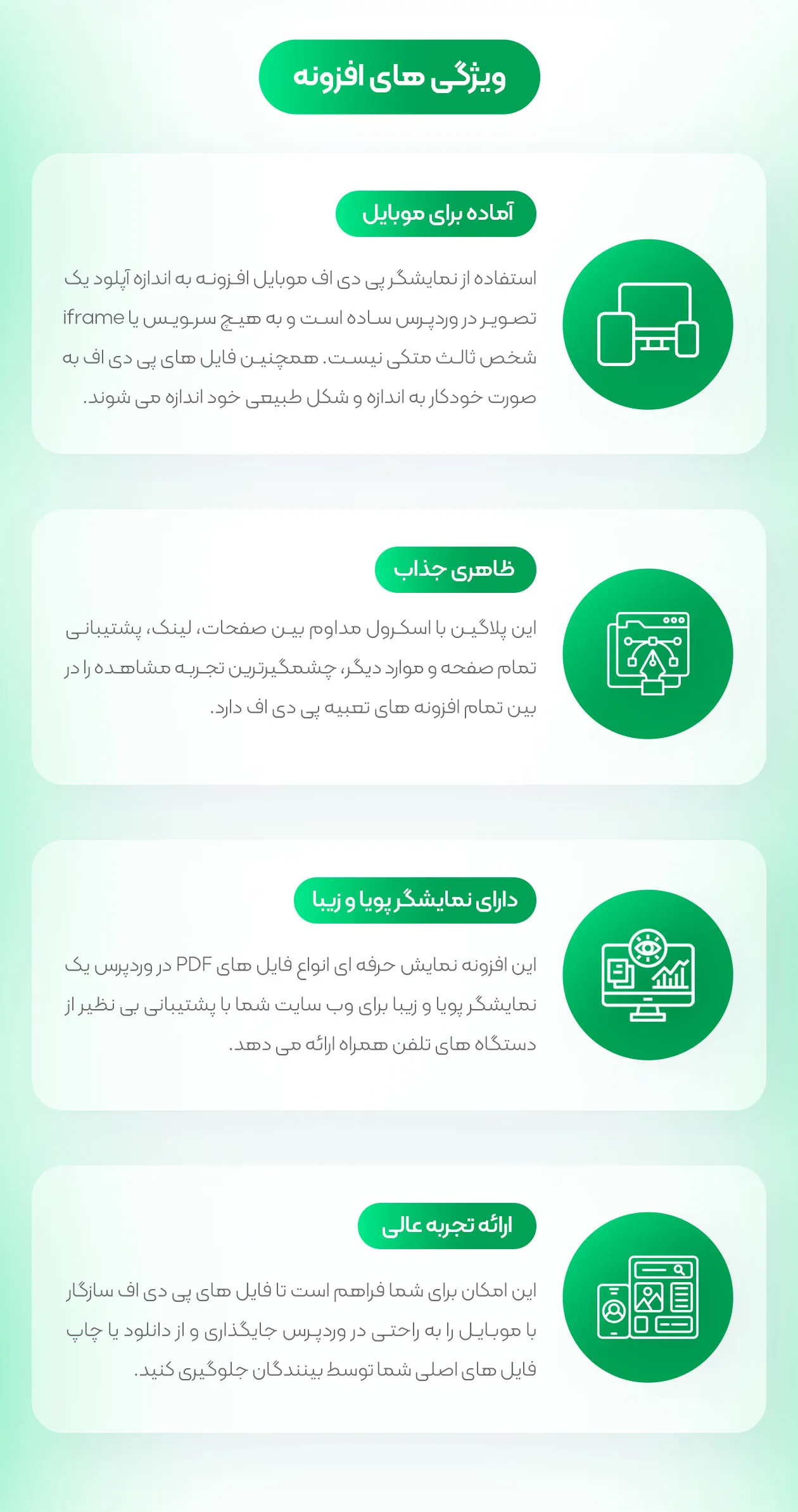 ویژگی های افزونه PDF Embedder