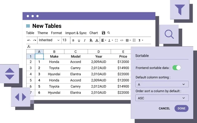 افزونه WP Table Manager