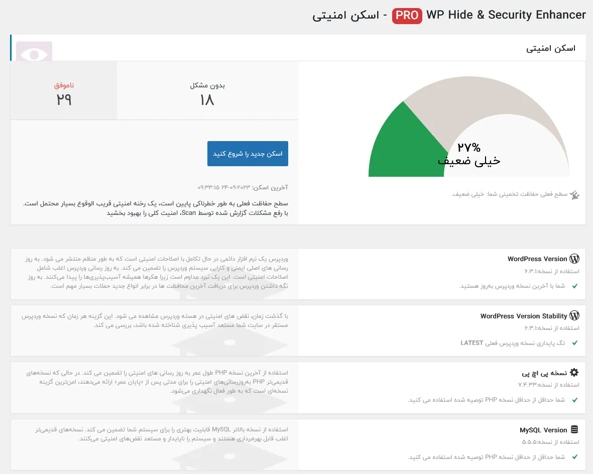 اسکن امنیتی افزونه وردپرس هاید