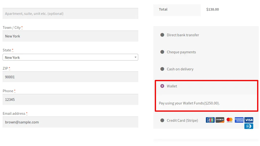 افزونه Wallet for WooCommerce