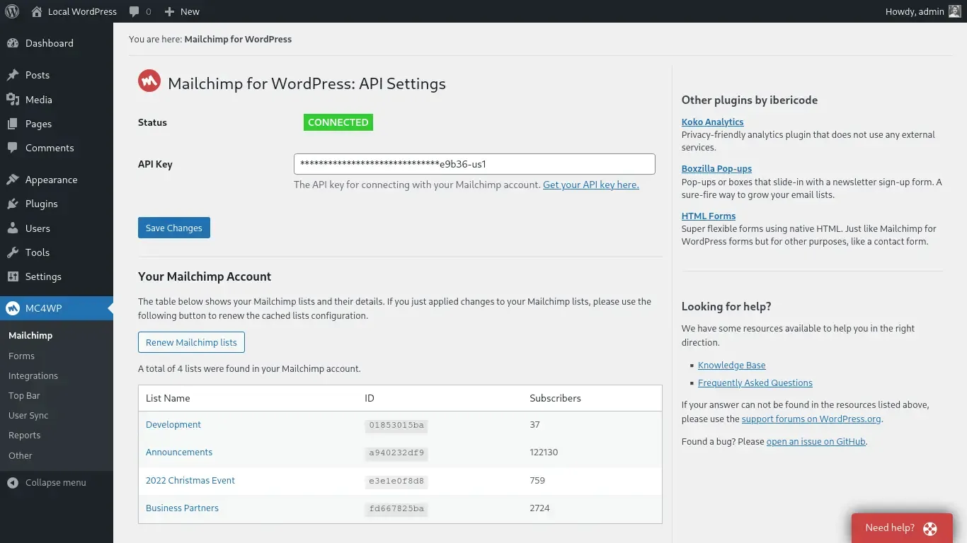 افزونه MC4WP: Mailchimp Pro