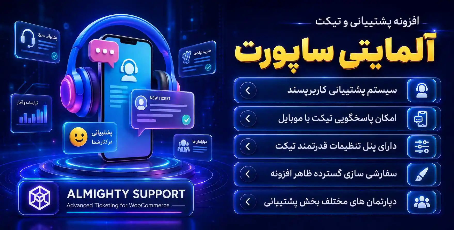 افزونه Almighty Support | پیشرفته ترین افزونه تیکت و پشتیبانی وردپرس با ساختار ایجکس و سرعت بالا