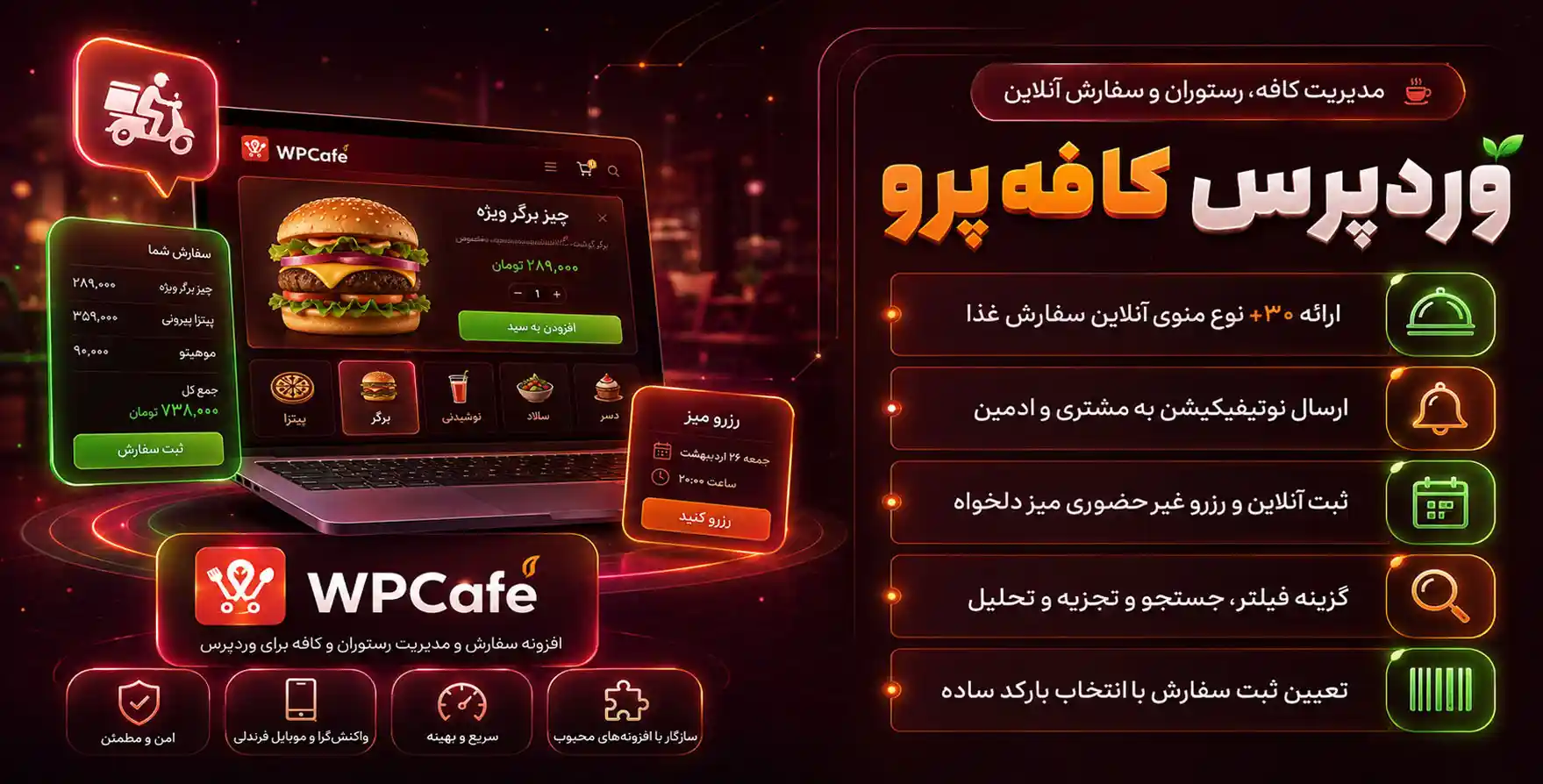 افزونه WPCafe Pro | افزودنی کافه‌پرو برای مدیریت کافه، رستوران و سفارش آنلاین غذا با المنتور