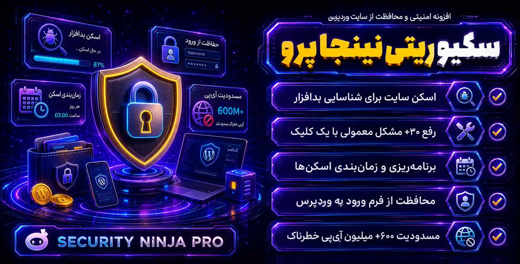 افزونه Security Ninja Pro | پلاگین فوق پیشرفته امنیتی و محافظت از سایت وردپرس سکیوریتی نینجاپرو