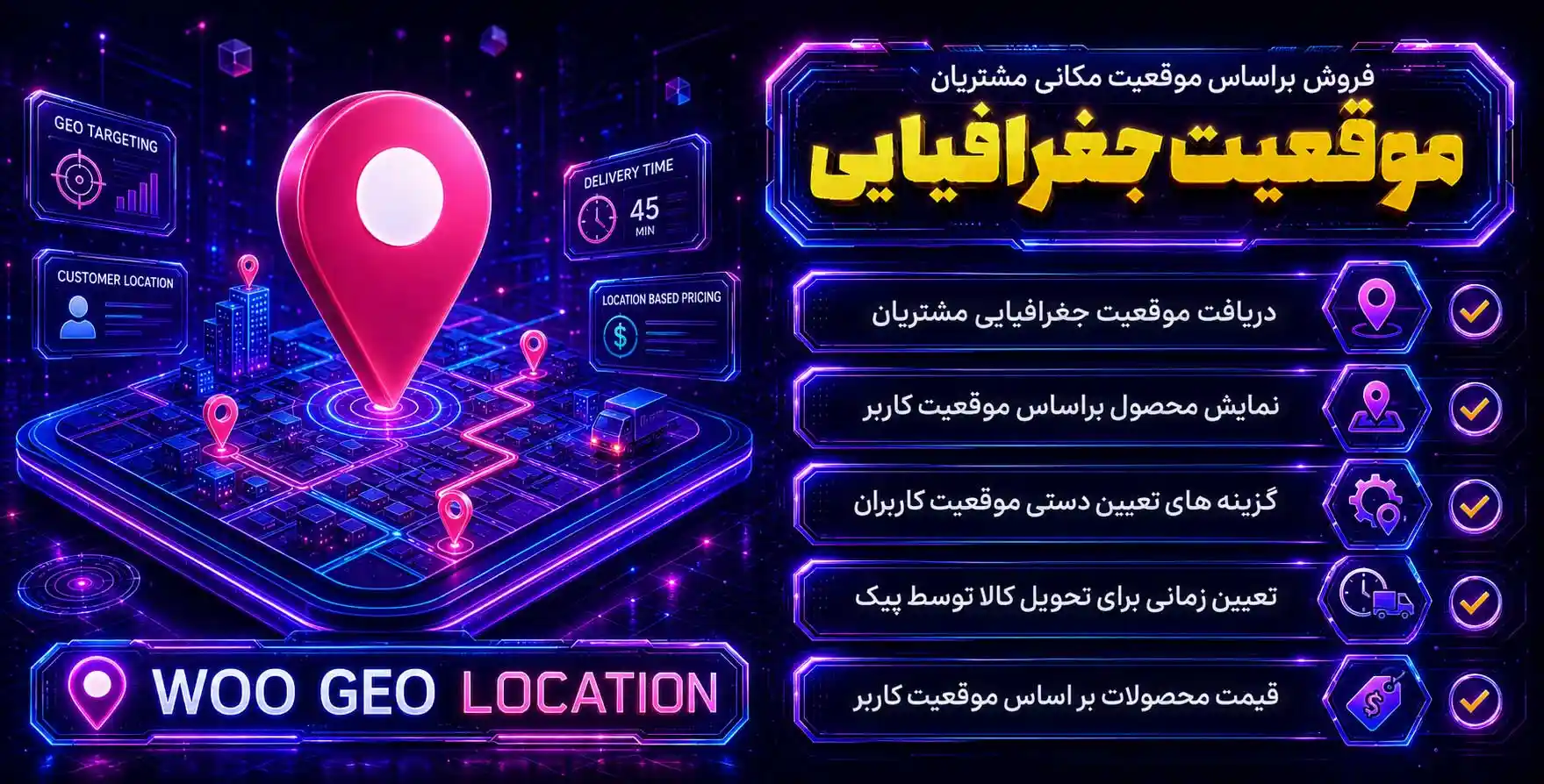 افزونه Woocommerce GeoLocation | پلاگین فروش محصولات براساس موقعیت مکانی مشتریان در ووکامرس