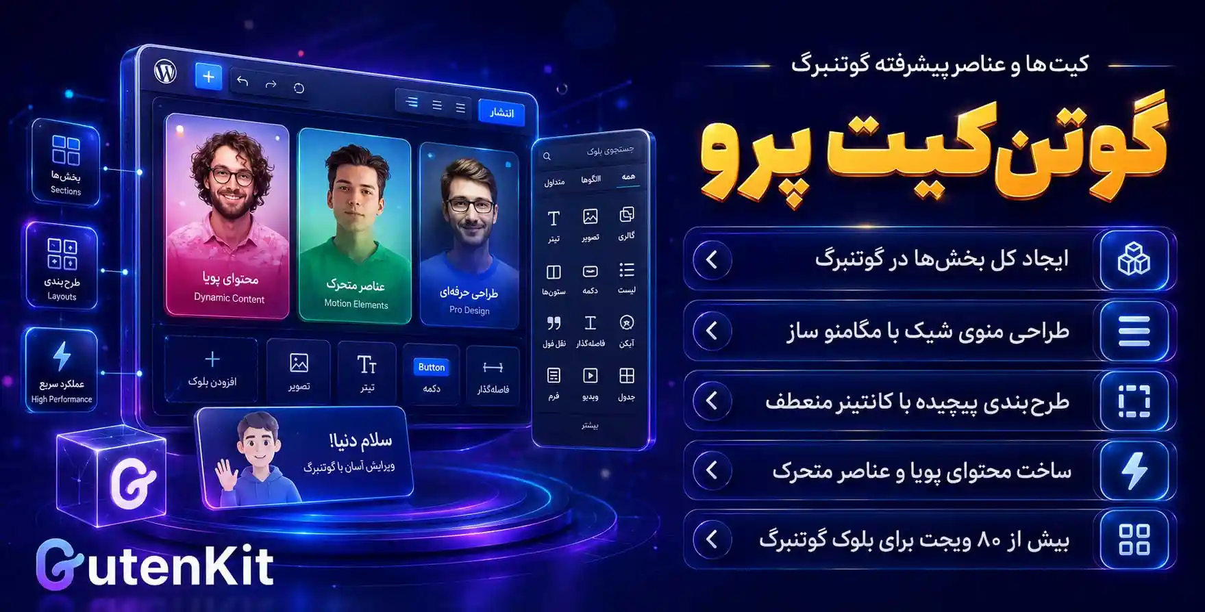 GutenKit Pro | افزونه کیت ها، قالب ها و ویجت های پیشرفته برای گوتنبرگ (بیش از 80 ویجت و 500 قالب آماده) گاتن کیت پرو