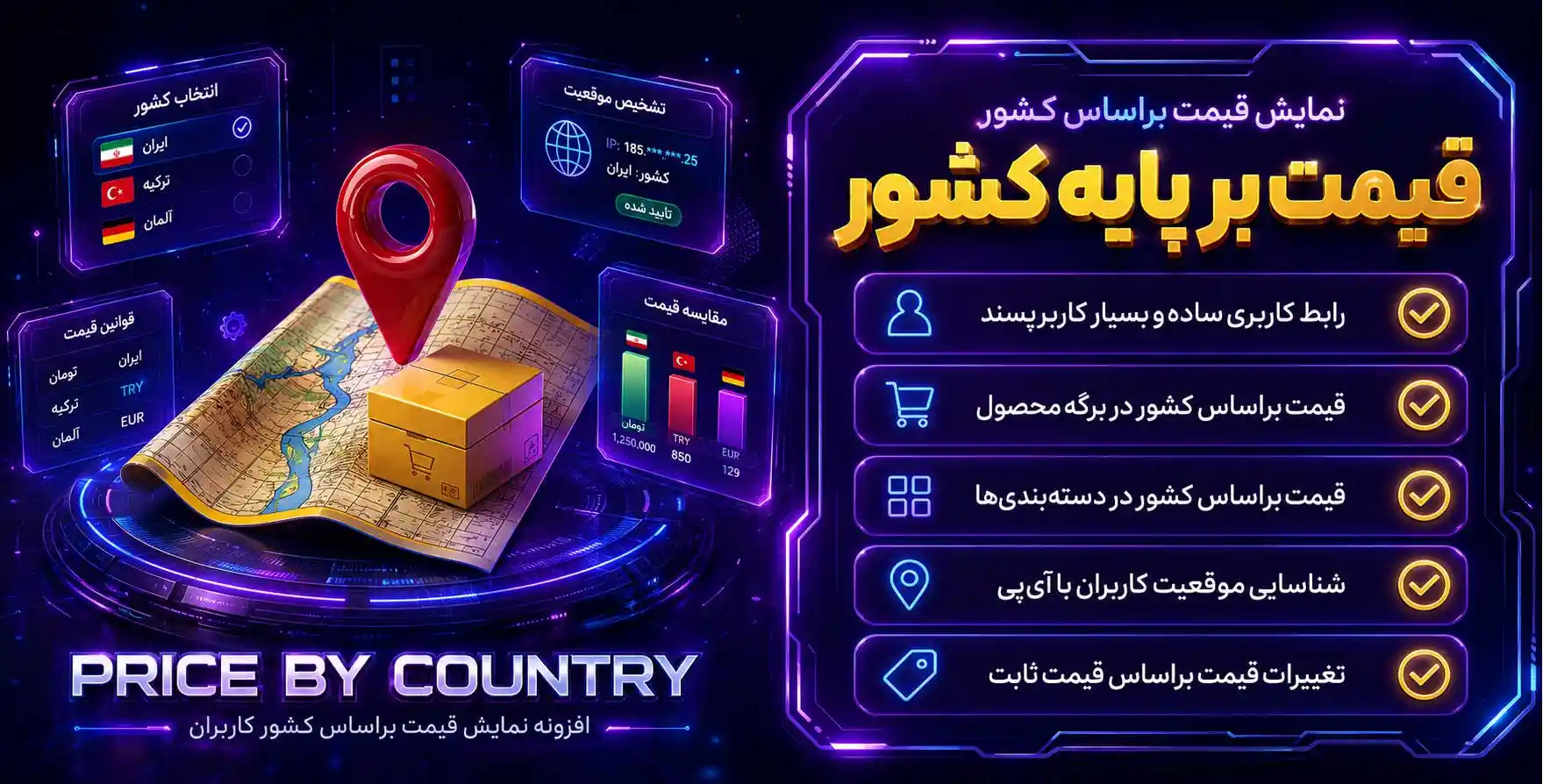 WooCommerce Price By Country Plugin | افزونه فروش و قیمت گذاری محصولات ووکامرس براساس کشور