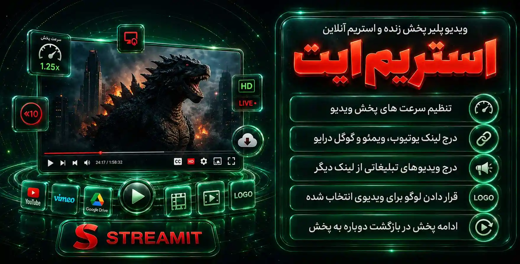 Streamit | افزونه ویدئو پلیر و پخش زنده و استریم ویدئوها در وردپرس