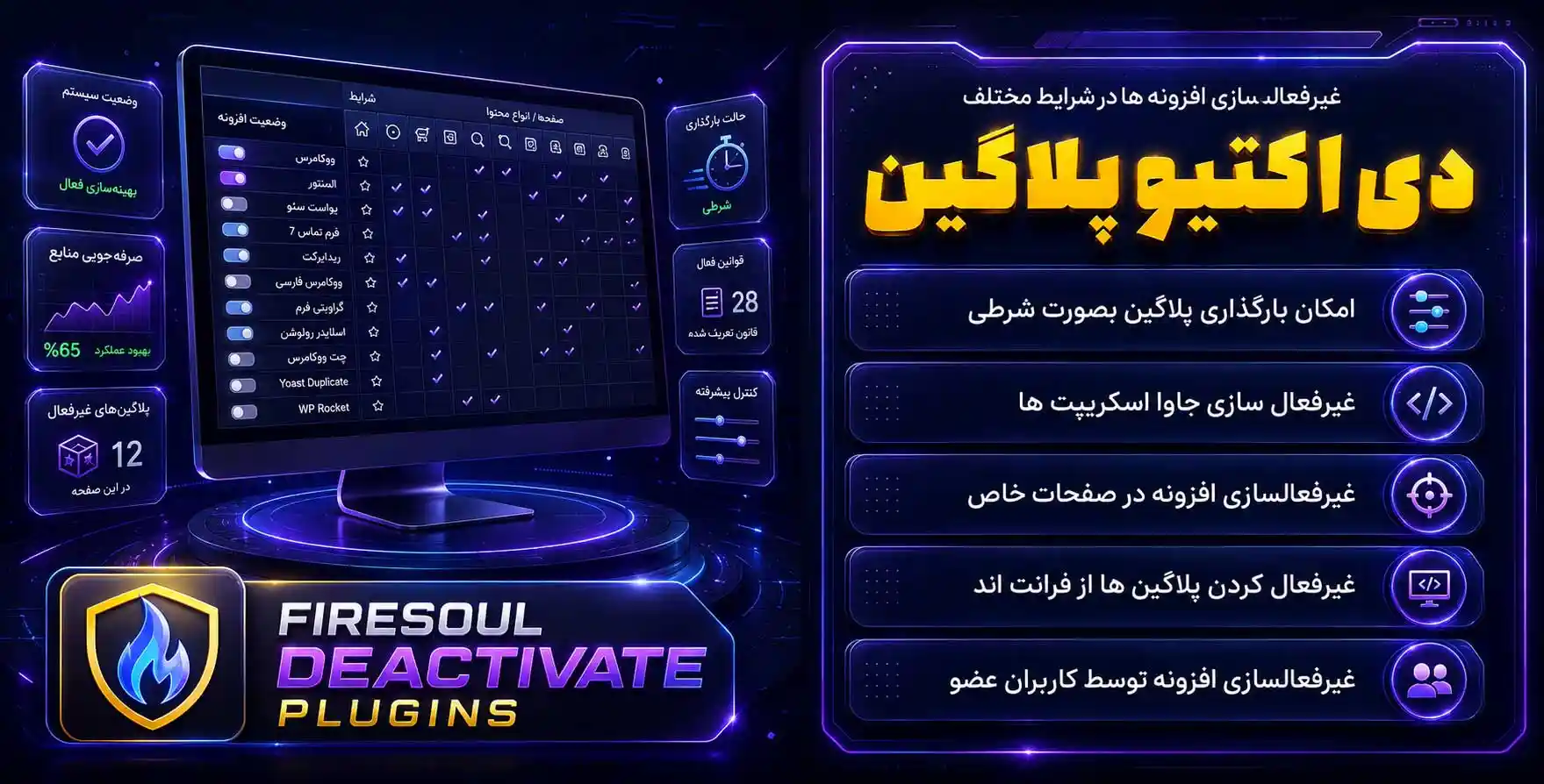 Freesoul Deactivate Plugins Pro | افزونه غیرفعال سازی پلاگین های غیرضروری افزونه سرعت در وردپرس
